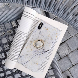 Luksusowe złota folia marmur brokat uchwyt na pierścień palec kobiety futerał na telefon TPU etui na iPhone'a 6 6s 7 8 Plus X XR