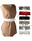 1PC wiosna eleganckie kobiety moda metaliczny kolor miękkie Faux skóry szeroki pas Self Tie Wrap wokół pas w talii cekiny pasek 