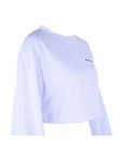 Krótkie topy bluzy dla kobiet lato na co dzień z długim rękawem i dekoltem w kształcie litery "o" koszula haftowana biały, różow