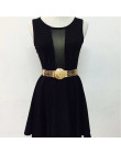 Szeroki pasek damski złoty na czarnej gumie do sukienki spodni płaszcza podkreślający talię oryginalny elegancki