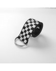 Pasek dla kobiet szachownica czarno-biały płótno