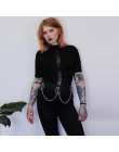 Rosetic kobiety Gothic Punk Style Hip Hop czarny kobiet pasy łańcuch ukryty przycisk dziewczyny PU moda kobiet czarny pas