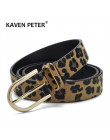 Moda pas dla kobiet z włosia końskiego damski pasek z Leopard wzór złoty metalowa klamra Pu pas biodrowy Cummerbund Ceinture Fem