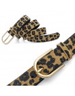 Moda pas dla kobiet z włosia końskiego damski pasek z Leopard wzór złoty metalowa klamra Pu pas biodrowy Cummerbund Ceinture Fem