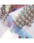 TWOTWINSTYLE perły pas kobiet diamenty Patchwork przezroczyste szerokie pasy moda lato Harajuku Cummerbunds akcesoria 2019