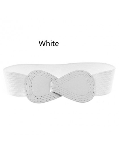 1 sztuka nowy kobiet elastyczny szeroki hak Bowknot talii HIP biały pas Stretch skórzane pasy