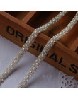Srebrny pasek ślubny z koralikami i kryształkami na ślub perły ozdoba welonu