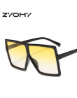 Modne okulary przeciwsłoneczne czarne kwadratowe w stylu Vintage duże ramki gradientowe
