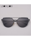 LeonLion marka projektant okulary Cat eye kobiety w stylu Vintage Metal odblaskowe okulary dla kobiet lustro Retro óculos De Sol