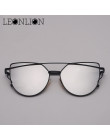 LeonLion marka projektant okulary Cat eye kobiety w stylu Vintage Metal odblaskowe okulary dla kobiet lustro Retro óculos De Sol