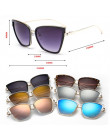 Modne eleganckie okulary przeciwsłoneczne damskie oryginalny koci kształt metaliczne geometryczne szkła kolor czarny w panterkę