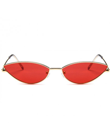 Metalowa rama kobiety Cat Eye okulary przeciwsłoneczne śliczne Sexy marka projektant lato Retro mała ramka czarny czerwony Catey