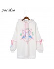 Focal20 Harajuku Pentagram drukuj Lace Up kobiety podszewki polarowe bluzy Gothic Punk Oversize aksamitna bluza z kapturem swetr