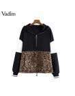 Vadim kobiety leopard bluzy z kapturem zwierząt wzór patchwork kieszenie sznurek krawat swetry damskie casual chic topy HA165