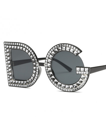 Moda kryształ okrągły diament okulary przeciwsłoneczne damskie 2019 luksusowa marka z tworzywa sztucznego ponadgabarytowych okul
