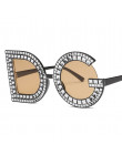 Moda kryształ okrągły diament okulary przeciwsłoneczne damskie 2019 luksusowa marka z tworzywa sztucznego ponadgabarytowych okul