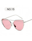 Nowe mody okulary Cat Eye kobiety luksusowe marka projekt lustro obiektyw Vintage okulary przeciwsłoneczne różowe złoto metalu U