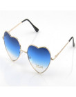 DJXFZLO moda okulary przeciwsłoneczne w kształcie serca kobiety marka projektant pani Metal odblaskowe opaski okulary przeciwsło