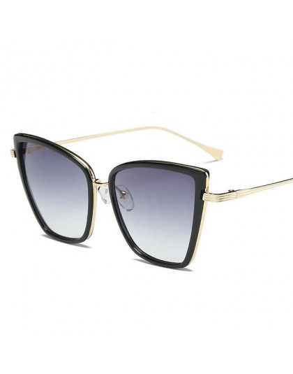SIMPRECT Retro duże Cat Eye okulary przeciwsłoneczne damskie 2019 czarny lustrzane okulary przeciwłoneczne moda marka projektant