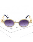 Vintage małe okrągłe diamentowe okulary przeciwsłoneczne kobiety 2019 marka projektant moda Steampunk kolorowe Rhinestone odcien