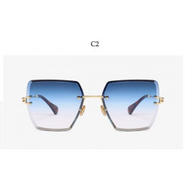 Damskie okulary przeciwsłoneczne kryształowe bezramkowe oversize ekstrawaganckie geometryczne różowe brązowe złote niebieskie