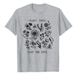 Roślin tych Harajuku Tshirt kobiet na co dzień zapisać pszczoły koszulka bawełniana Wildflower koszulki z nadrukami kobieta Unis