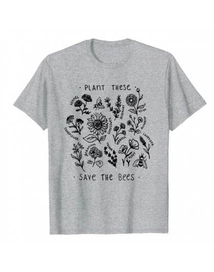 Roślin tych Harajuku Tshirt kobiet na co dzień zapisać pszczoły koszulka bawełniana Wildflower koszulki z nadrukami kobieta Unis