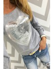 2019 jesień kobiety Sequined serca swetry O-neck bluzy z długim rękawem Lady dresy na co dzień topy Jumper Sudaderas Mujer