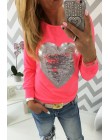 2019 jesień kobiety Sequined serca swetry O-neck bluzy z długim rękawem Lady dresy na co dzień topy Jumper Sudaderas Mujer