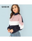 SHEIN Multicolor o-ring Zip przód cięcia i szycia bluza Athleisure stanąć kołnierz Raglan z długim rękawem bluza kobiet jesień s