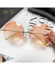 Okrągłe okulary przeciwsłoneczne damskie ponadgabarytowych okulary 2018 gradientu brązowy różowy bez oprawek okulary przeciwsłon