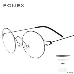 FONEX Screwless Eyewear Prescription Eyeglasses Frame Women Round Myopia Optical Denmark Korean Glasses Frame Men Titanium 98607