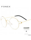 FONEX Screwless Eyewear Prescription Eyeglasses Frame Women Round Myopia Optical Denmark Korean Glasses Frame Men Titanium 98607