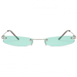 2019 panie Clear Lens małe wąskie okulary przeciwsłoneczne w stylu Vintage Rimless prostokąt okulary przeciwsłoneczne damskie mę