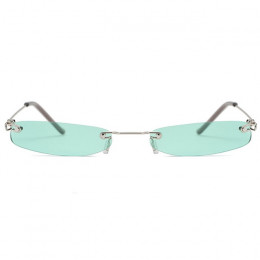 2019 panie Clear Lens małe wąskie okulary przeciwsłoneczne w stylu Vintage Rimless prostokąt okulary przeciwsłoneczne damskie mę