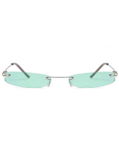 2019 panie Clear Lens małe wąskie okulary przeciwsłoneczne w stylu Vintage Rimless prostokąt okulary przeciwsłoneczne damskie mę