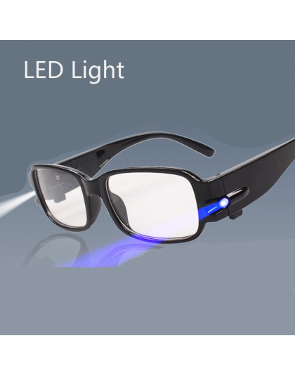LED światła do czytania okulary jasne Occhiali Da Lettura + 1.00 + 1.50 + 2.00 + 2.50 + 3.00 + 3.50 + 4.00 dioptrii noc okulary 
