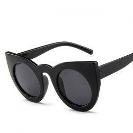 2018 gruba ramka Cat Eye okulary przeciwsłoneczne damskie damskie moda marka projektant lustro obiektyw Cateye czarny biały kobi