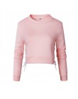 2019 wiosna jesień kobiety Sexy szczelina sznurowania sweter Jumper bluza z długim rękawem Crop bluzka bluza Ropa Mujer