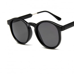 Modne klasyczne okulary przeciwsłoneczne damskie oryginalny okrągły kształt ochronne ciemne soczewki kolor czarny szary