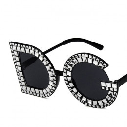 Moda 2019 ponadgabarytowych okulary przeciwsłoneczne damskie okrągłe rama z tworzywa Retro czarne okulary przeciwsłoneczne dla m