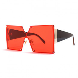2019 moda kwadratowe okulary przeciwsłoneczne damskie marka projektant ponadgabarytowych Gradient niebieski czarny jeden kawałek