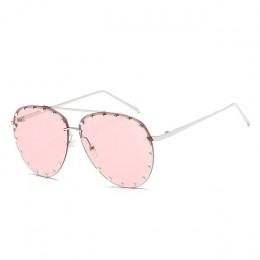 Klasyczny w stylu Vintage nity okulary luksusowy gatunku projektanta okulary przeciwsłoneczne kobiety lotnictwa okulary dla kobi