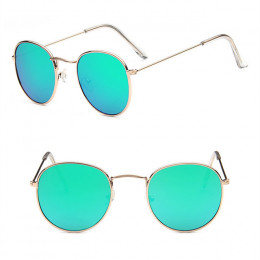 Moda Retro okrągłe okulary przeciwsłoneczne damskie marka projektant okulary przeciwsłoneczne dla kobiet metalowe przeciwsłonecz