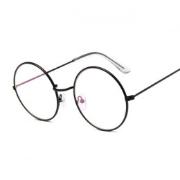 Moda okrągły w stylu Vintage okulary ramka kobiety luneta metalowa rama okulary z przezroczystymi szkłami optyczne przezroczyste