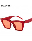 ZXWLYXGX słodkie sexy retro cateye okulary przeciwsłoneczne damskie małe czarne białe trójkąt vintage tanie czerwone okulary kob