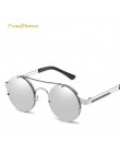 Prouddemon nowy Retro okrągłe steampunkowe okulary przeciwsłoneczne kobiety luksusowe popularne metalowe wiosna okulary przeciws