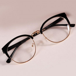Hot Style Anti-promieniowania gogle okulary z bezbarwnymi szkłami moda kobiety Metal + plastikowe półkole ramki okulary zwykły s