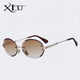 XIU 2018 retro owalne okulary przeciwsłoneczne kobiety bezramowe szary brązowy clear lens bez oprawek okulary przeciwsłoneczne d