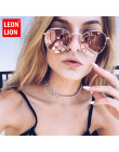LeonLion 2019 ze stopu okulary kobiety/mężczyźni marka projektant luksusowe okulary pani okrągłe okulary przeciwsłoneczne ulica 